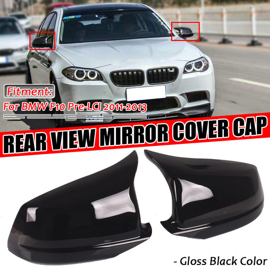 Glossy black side mirror caps for BMW 5 Series F10 F11 535i 528i Pre-LCI M5