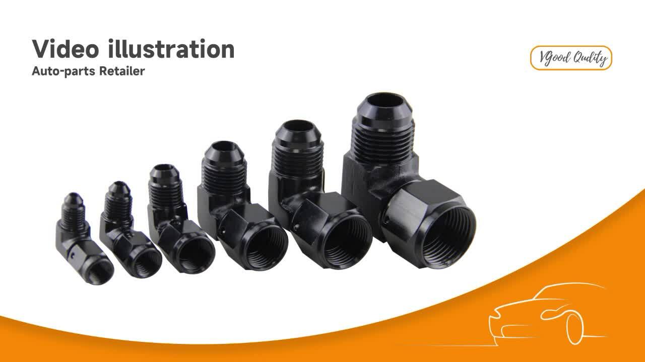 2PCS AN10 Female to 10AN Male 90 Degree Flare Swivel Hose Fitting Adapter Black