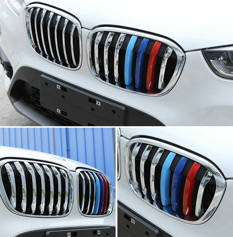 for BMW X1 F48 16-19 ABS Chrome+3-Color Front Grille Grill Ring Strip Cover Trim
