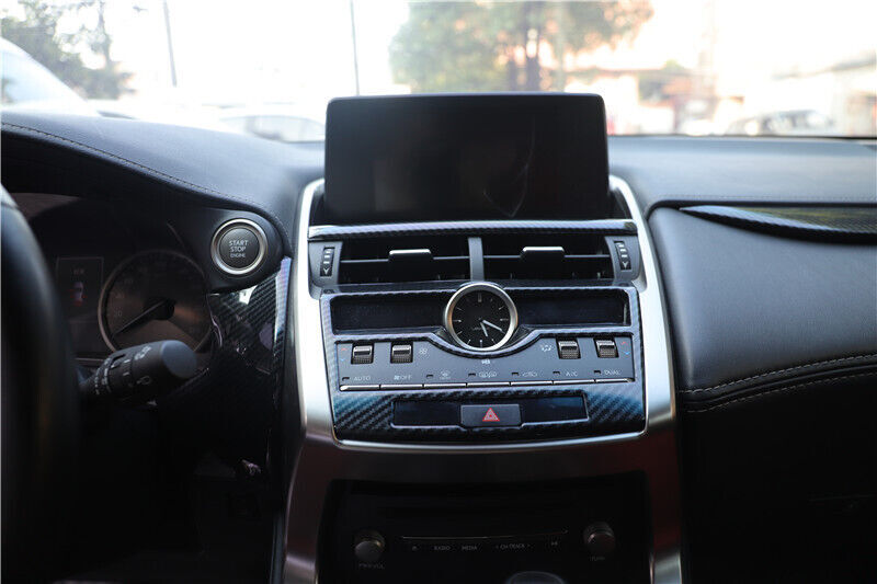Central Console AC Button Cover Decor Fit for Lexus NX 15-20 Black Carbon Fiber