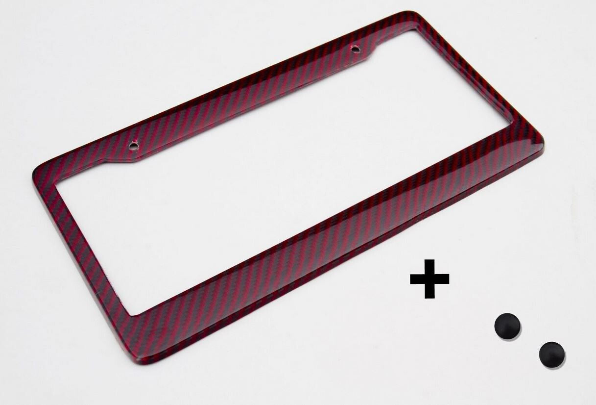 Car license plate frame cover cap, trunk, red carbon fiber, suitable for VW .