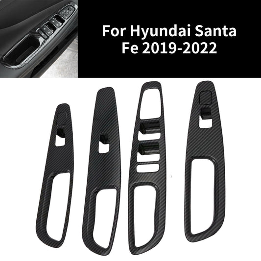for Hyundai Santa Fe 2019-2022 Carbon Fiber Style Window Lift Switch Cover Trim