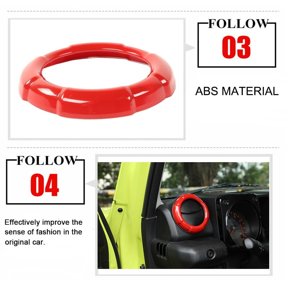 Red ABS Air Conditioner Vent Outlet Cover Trim Rings for Suzuki for Jimny 2019-2023