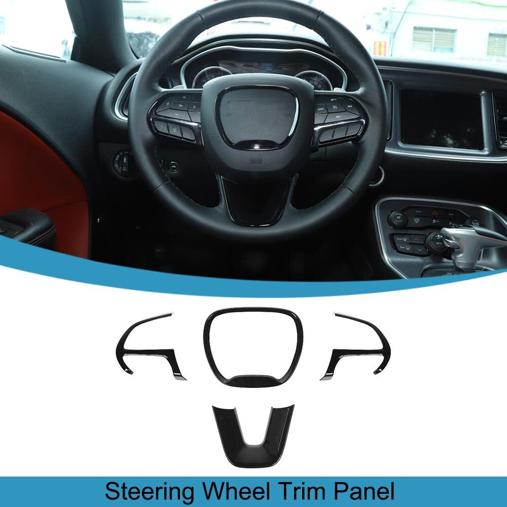 4PCS Steering Wheel Trim Panel Covers for Dodge for Challenger /Charger 2015-2023