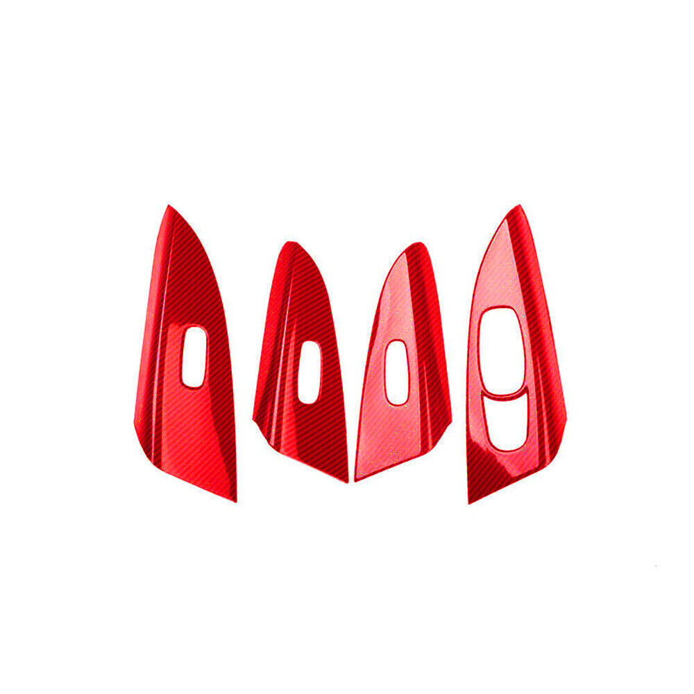 Glass Window Lifting Lock Panel Trim for Nissan Sentra 13-19 Red Carbon Fiber