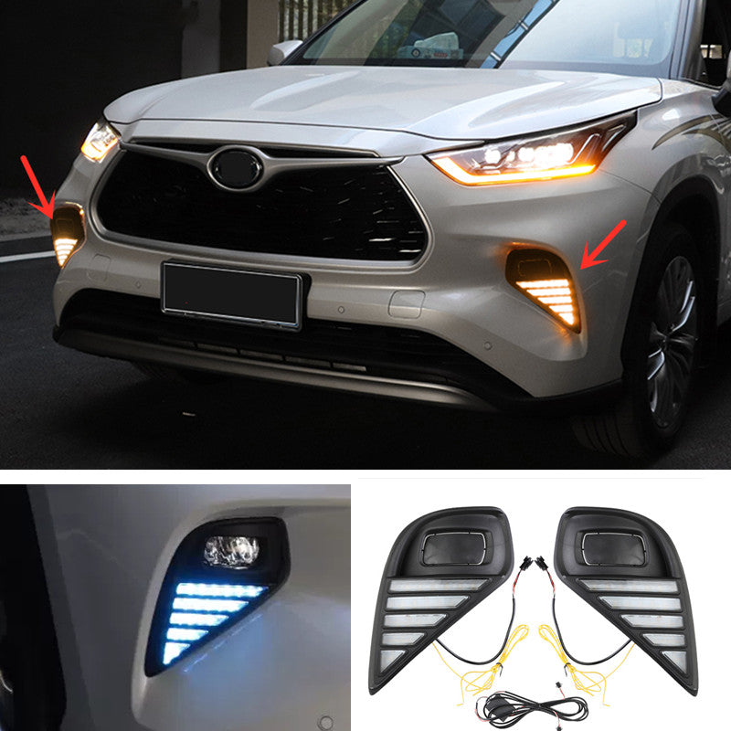 Suitable for Toyota Highlander 2020-2024 LED daytime running lights, fog lights, and rotating signals.