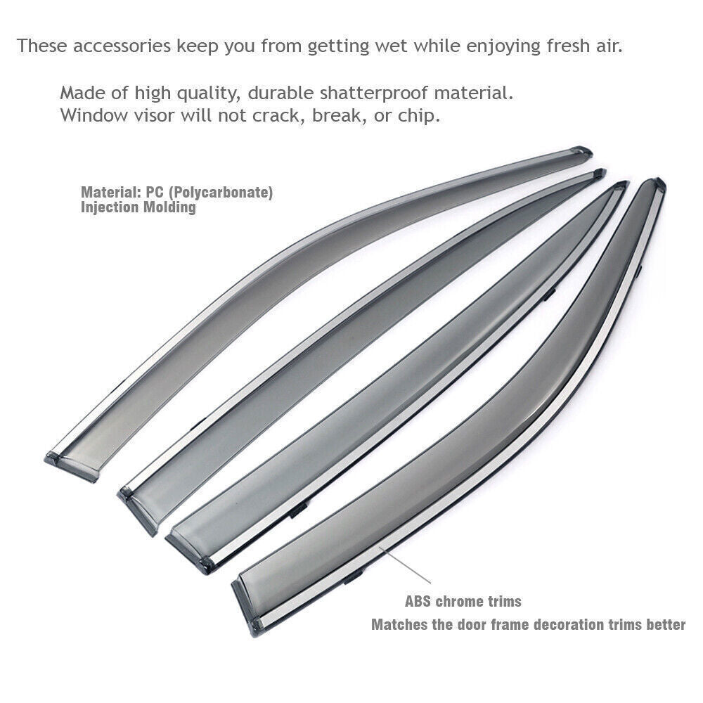 4P Side Sun/Rain Guards Window Visor Vent Shade Deflector for 23-25 for Honda Accord