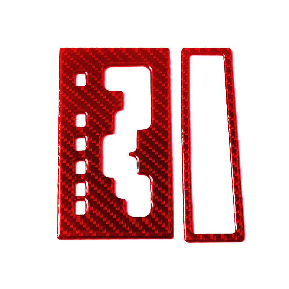 2Pcs Red Carbon Fiber Interior Gear Shift Cover Trim for Chrysler 300C 2005-2007