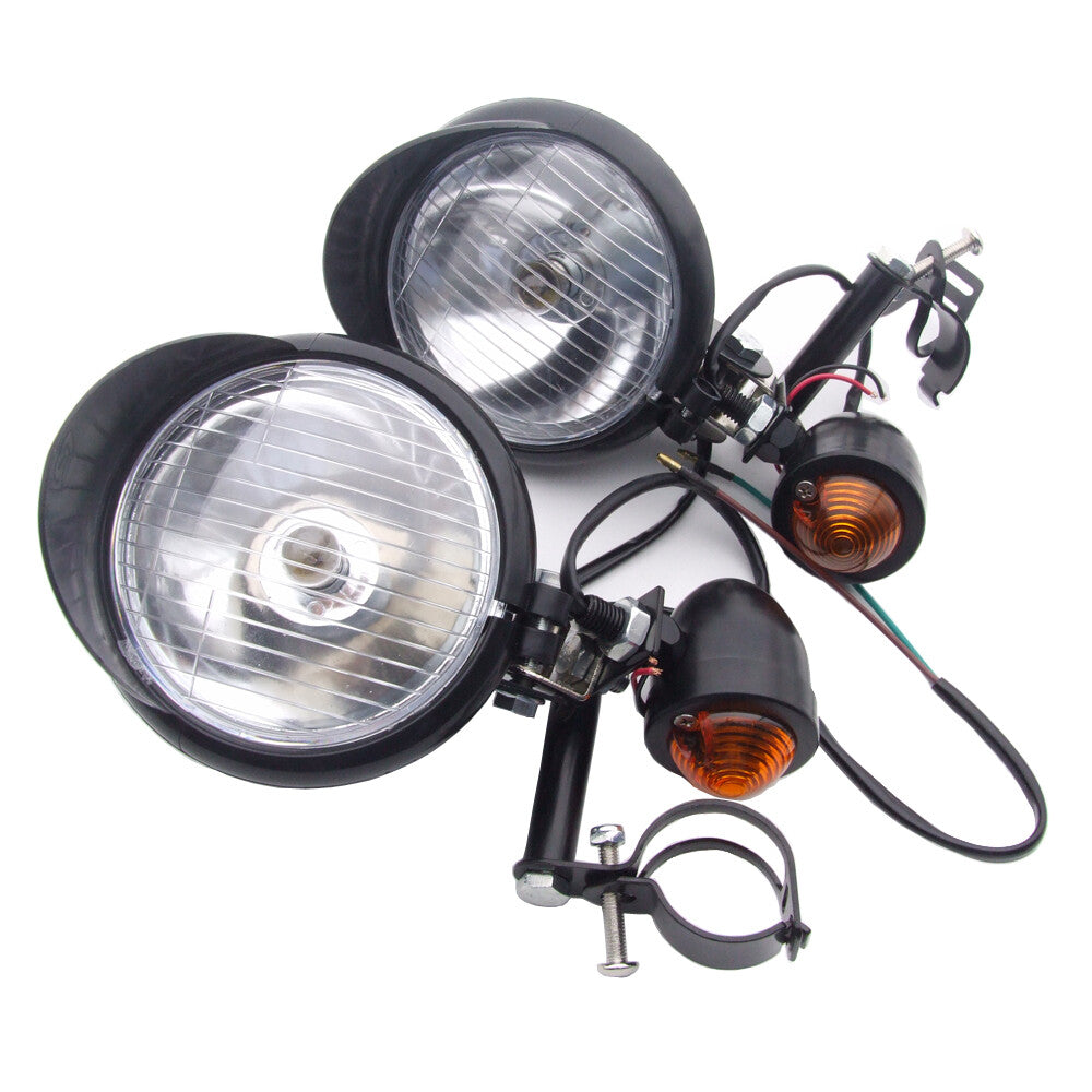 Motorcycle Driving Spot Lights Fog Lamp Turn Signal +Bar for Harley for Honda Cafe