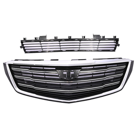 Front Black Grille with Chrome Frame Grill Kit For 2018-2020 for Cadillac XTS