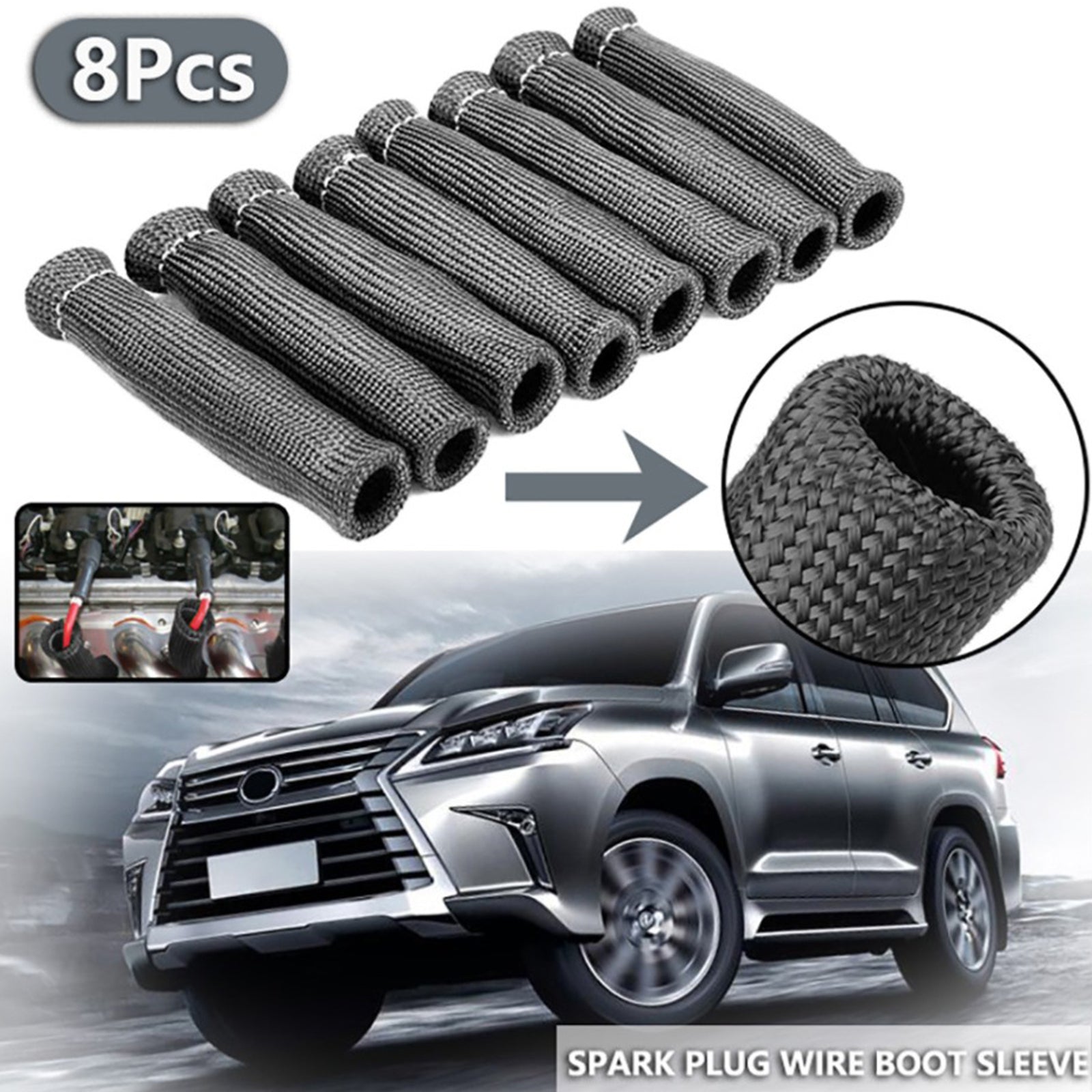 Universal spark plug wire shoe heat shield cover for Toyota , for Chevrolet , for Ford