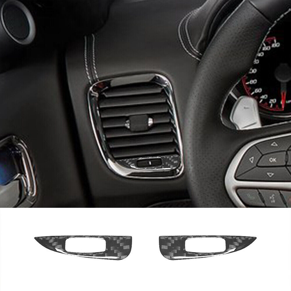 2x Carbon Fiber Front Dashboard Air Vent Trim for Dodge Durango 2014-2020 Type A