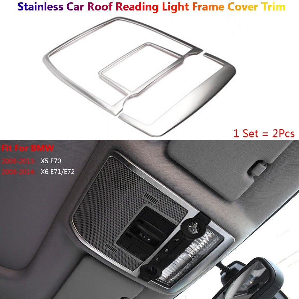 Stainless Steel for BMW X5 X6 E70 E71 Car Interior Roof Reading Light Cover Trim