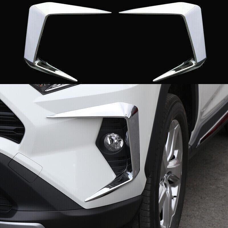 for Toyota RAV4 2019-23 Chrome Front bumper Fog Light Lamp Cover spoiler Trim 2X