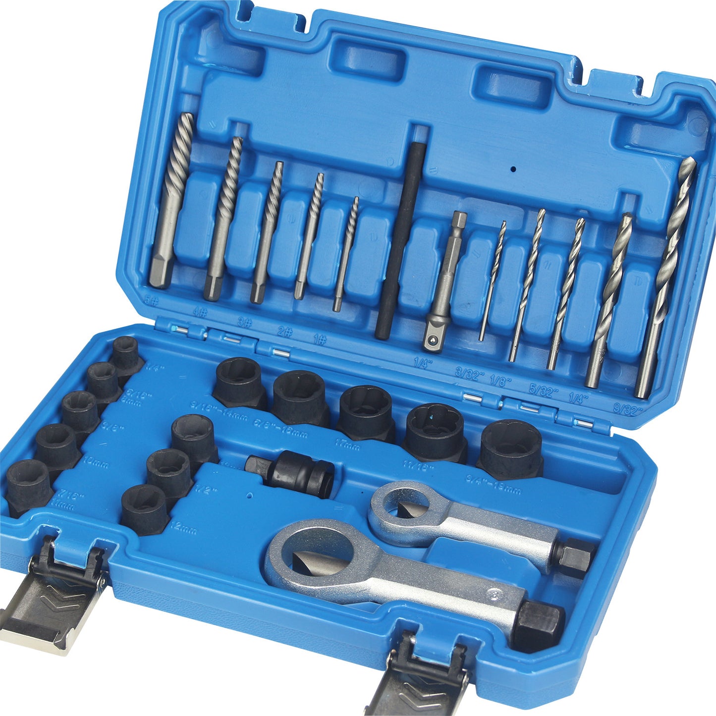 Impact nut and bolt removal drill bit kit bolt extractor tool damaged rusted screws