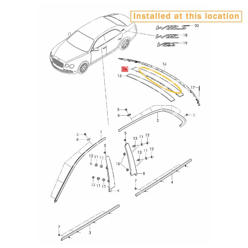 Equipment Manufacturer ( ) Rear Bumper Trim Panel for Bentley Flying Sport 2014-2018: 4W0807427B