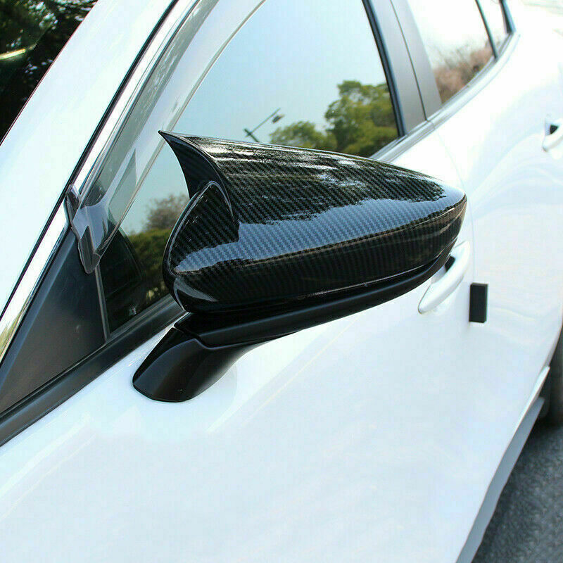 for Mazda 3 Axela 2019-2023 Carbon Fiber horn Rearview Mirror Cover Trims Decor
