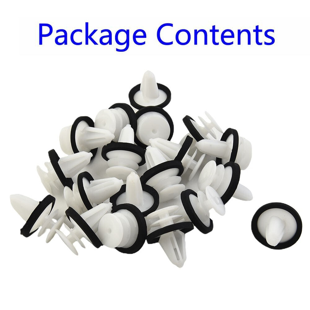 Decorative panel clip molded plastic retainer, side white with seal, 20 pieces
