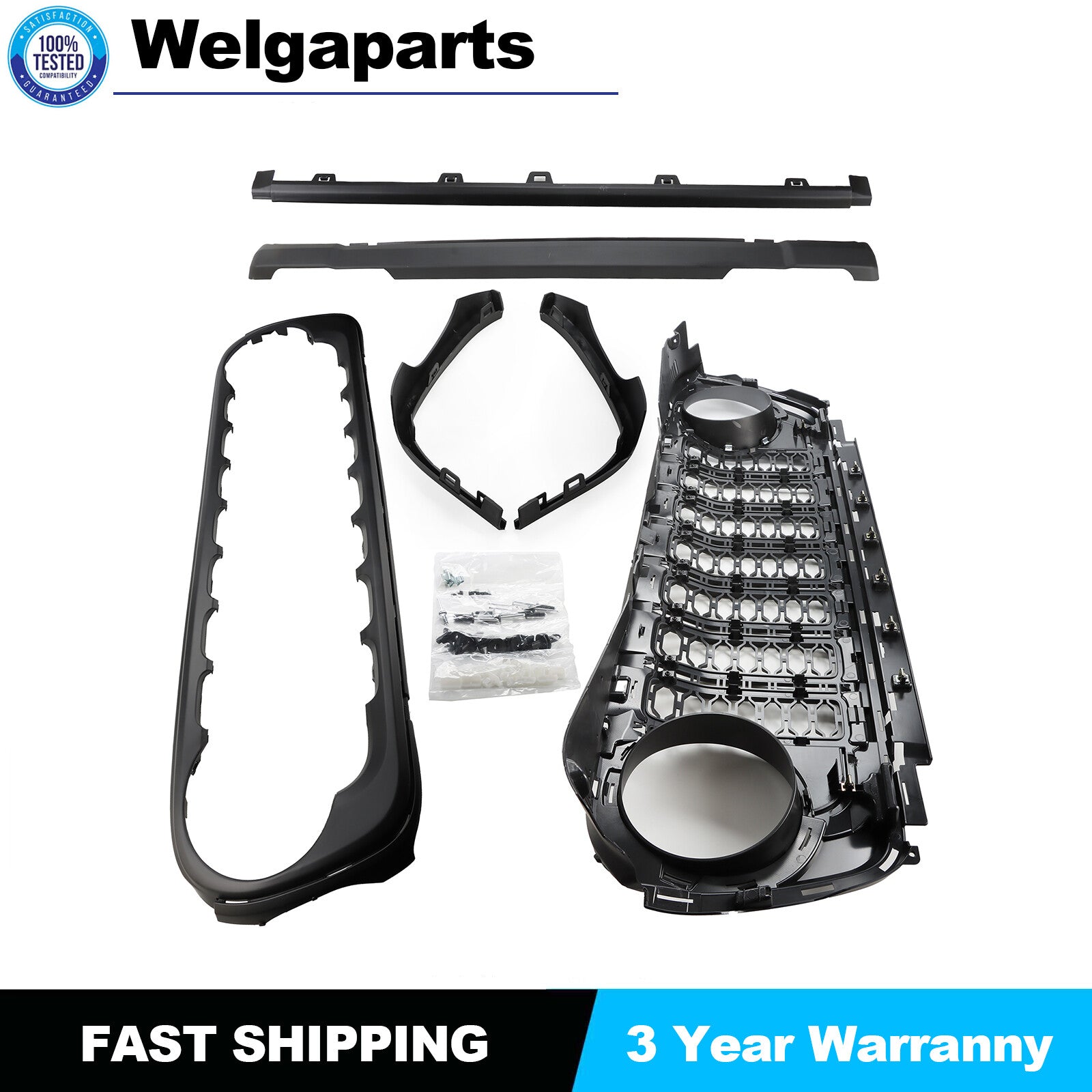 for Wrangler JL upgrade to 2024 JL 2018-24 Grill Bumper Grille Front 1 Set