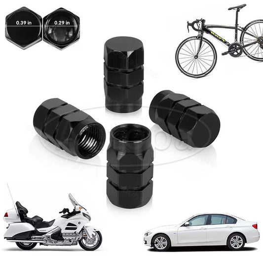 4x Tire Valve Air Dust Cover Stem Caps - Wheel Car Truck SUV Bike /Black