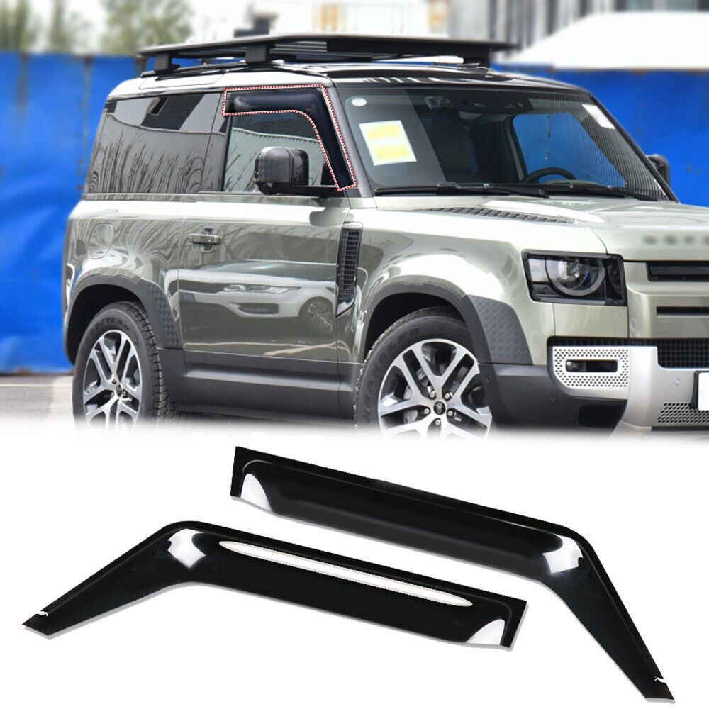 2p for Defender 90 2020-2024 Black Window Vent Visor Sun Rain Deflector Guard