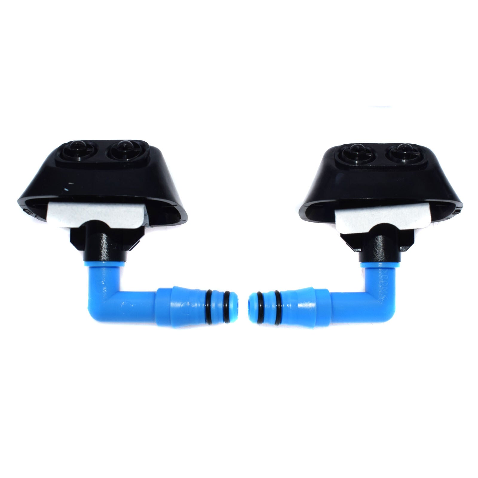 A pair of headlight washing machine nozzles suitable for Saab 9-3 2004-11, model numbers 12803972 and 12803973.