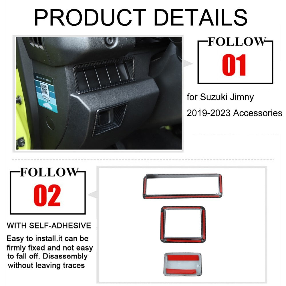 Carbon Fiber Rearview Mirror Adjustment Switch Cover Trim for Suzuki for Jimny 19-23