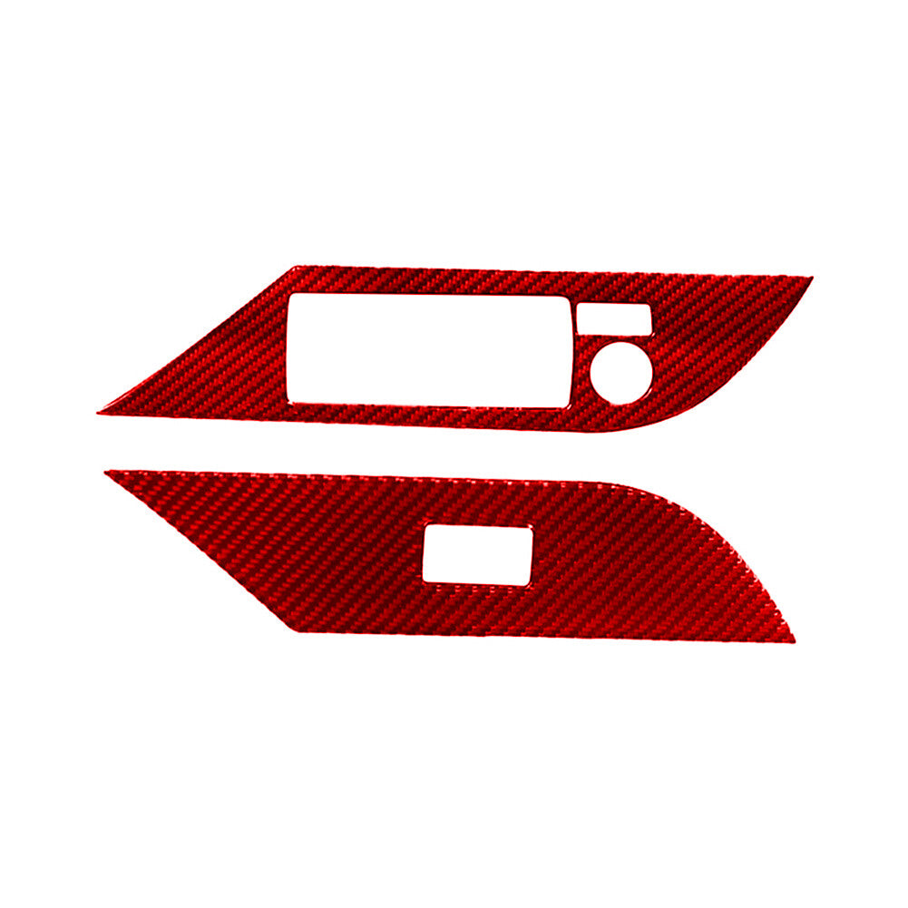 2X Red Carbon Fiber Front Door Control Cover Trim for Toyota Hilux 2015-21 TypeA