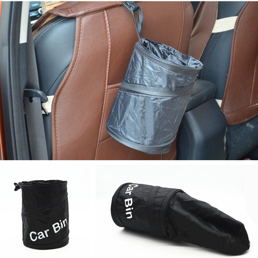 1Pc Car Black Foldable Dustbin Storage Trash Container Box Bag Storage Organizer