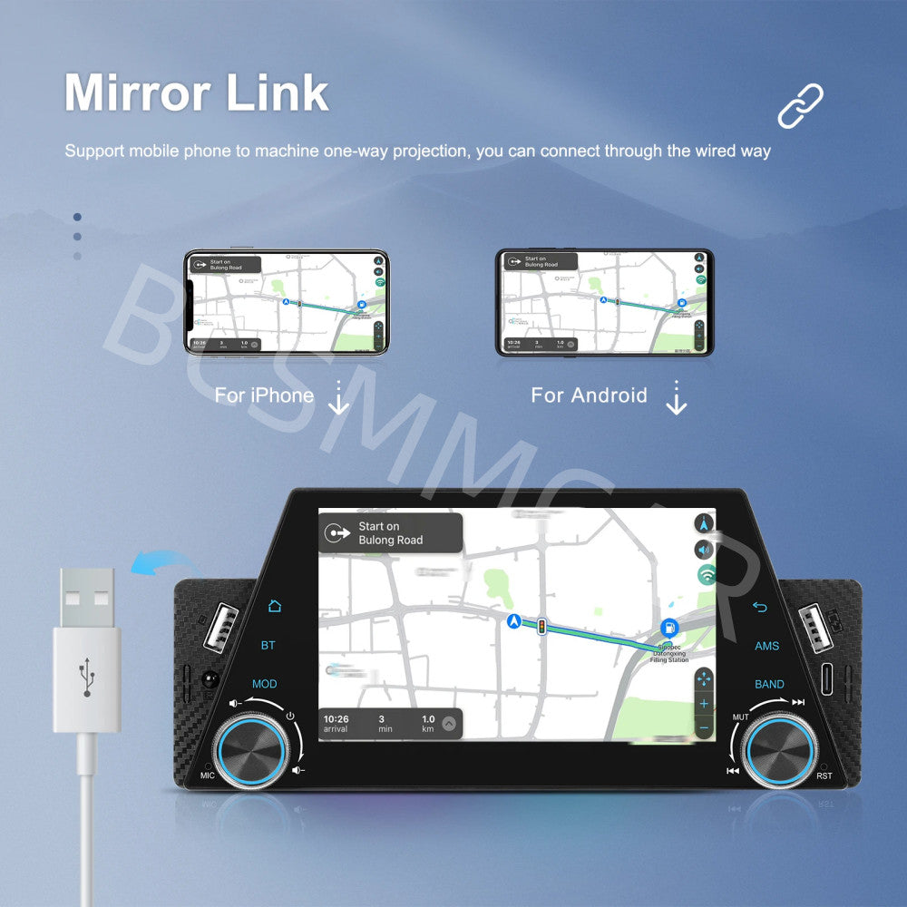 For Apple CarPlay 5in 1Din Car Stereo Radio Android Auto Touch Screen W/Camera