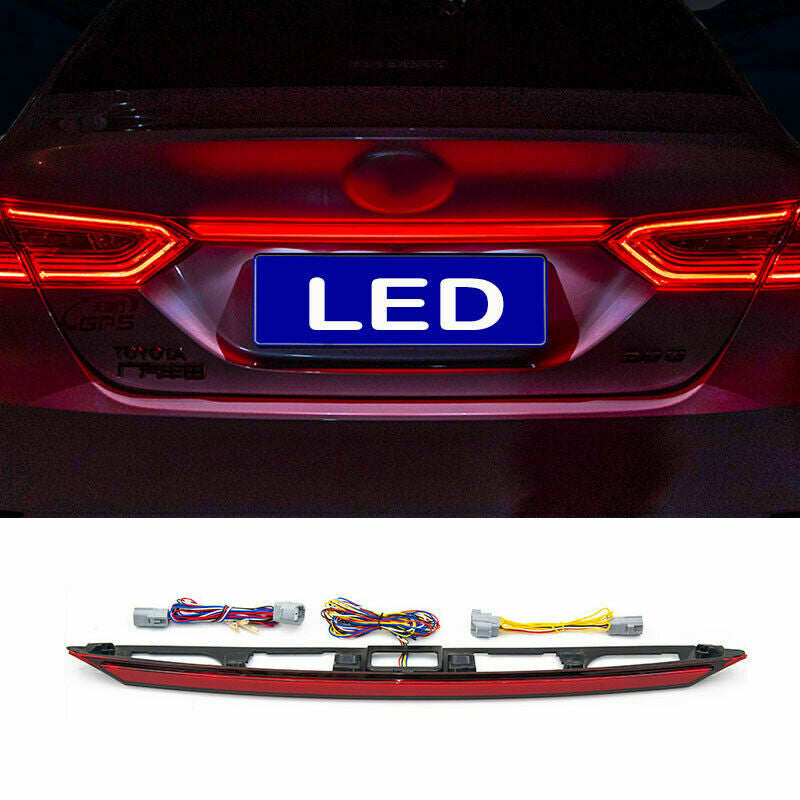 for Toyota for Camry 2018-2023 Black Red Rear Door Trunk LED Tail Light Cover Trim