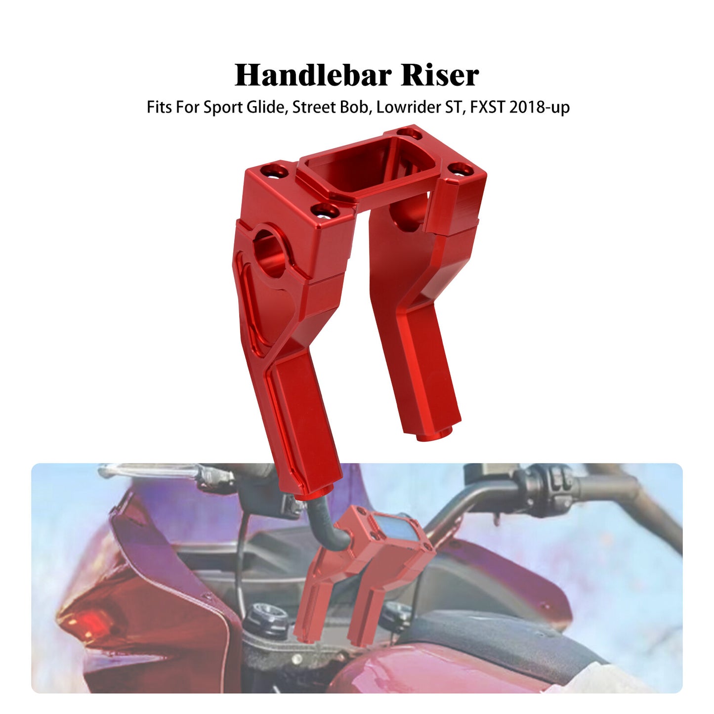 1 Handlebar 6 Red Riser Clamp Kit for Harley Softail Street Bob Low Rider ST