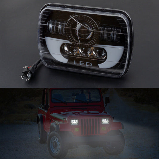 7x6-inch and 5x7-inch LED headlight rings (DRL) suitable for Jeep Cherokee XJ, for Wrangler YJ, and for GMC .