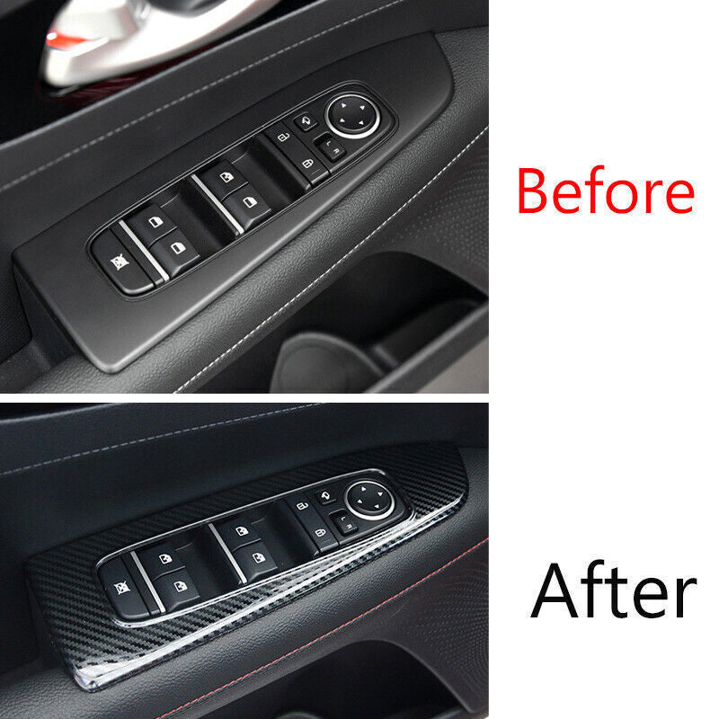 Glass Window Lifting Lock Panel Trim for Kia K3 Forte 19-22 Steel Carbon Fiber