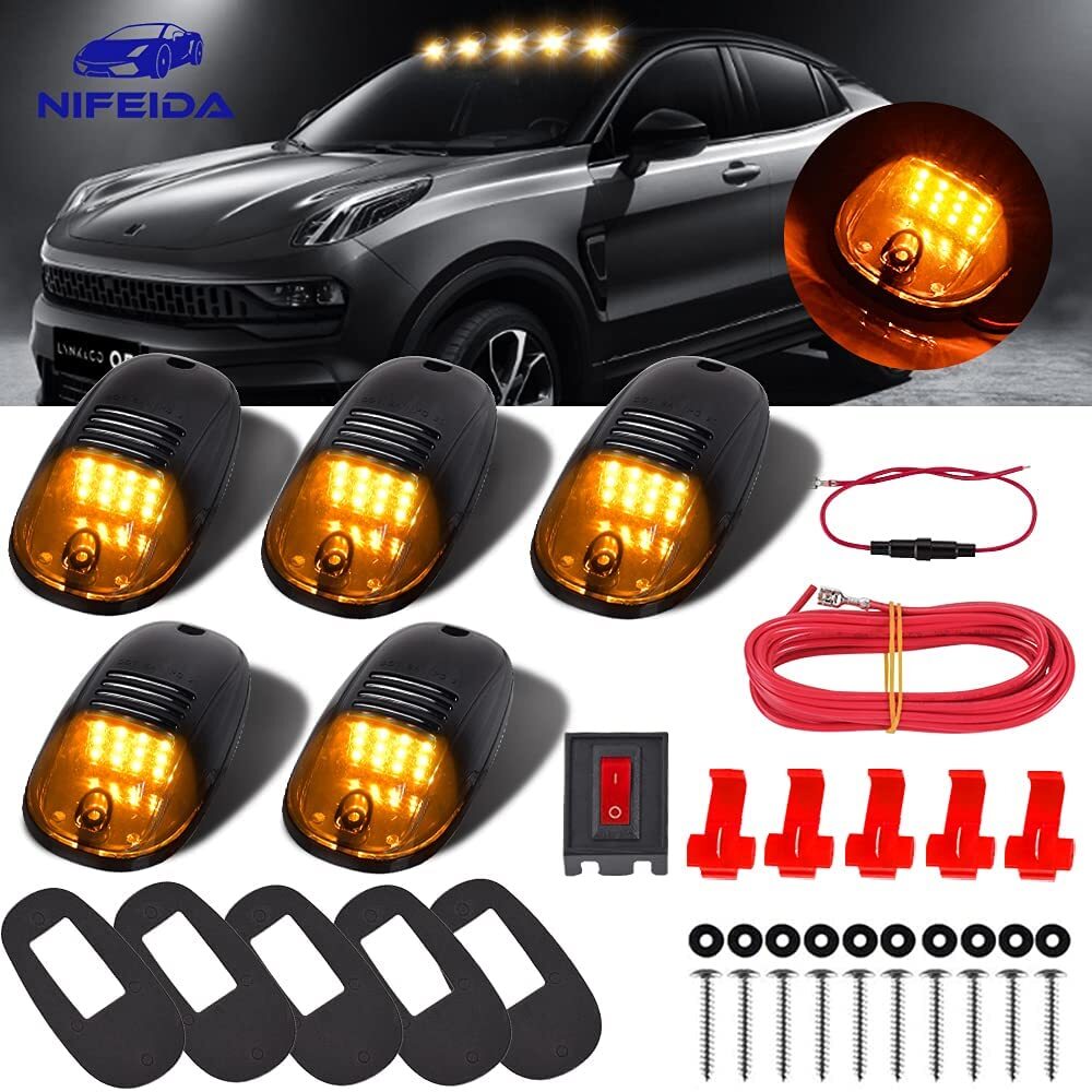 5pcs Amber Smoked LED Cab Roof Marker Running lights kit for Dodge Truck Pickup
