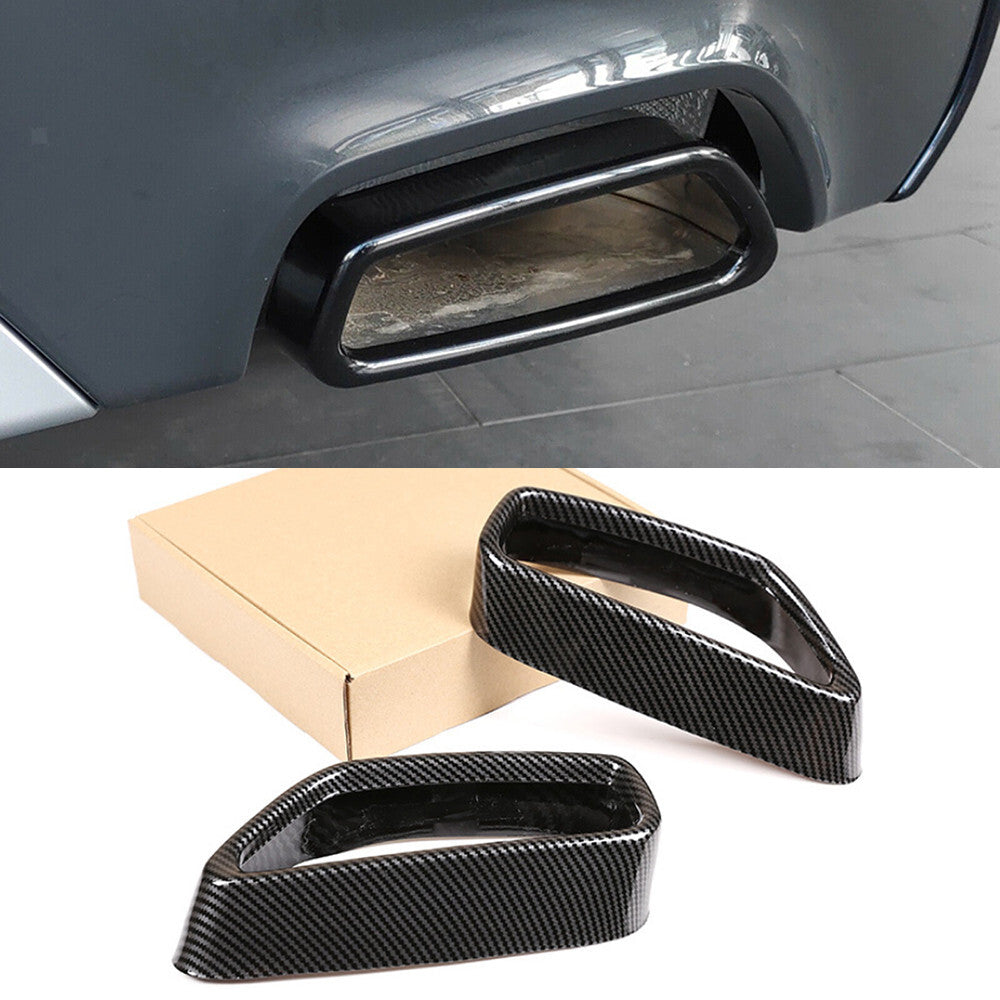 Steel Carbon Fiber Exhaust Muffler Tail Pipe Trim for BMW 5 Series G30 G38 2018+