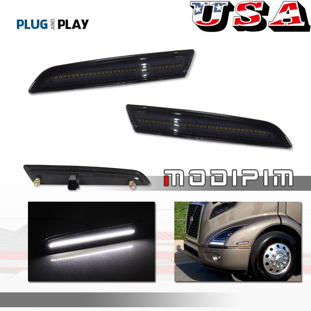 Suitable for 2018 for Volvo VNL VNR VNX Smoke White Full LED Front Bumper Side Marker Lights