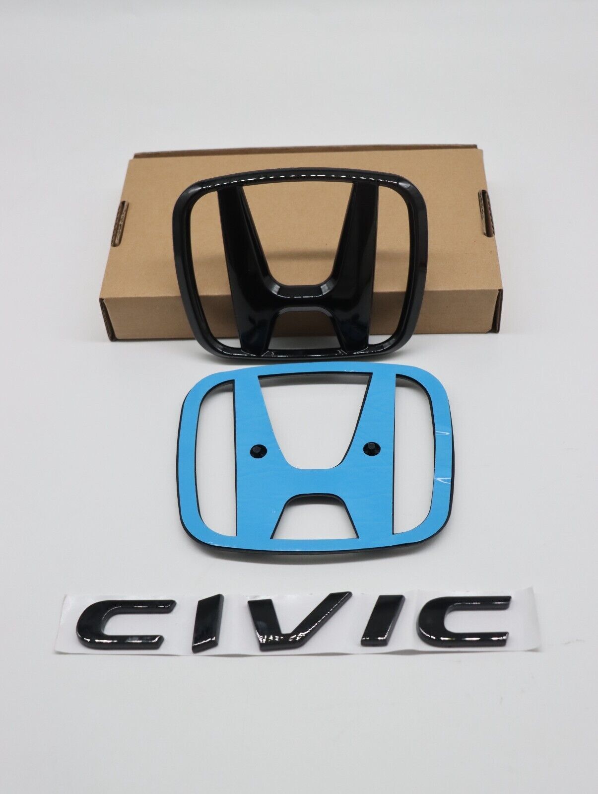 Glossy black embroidered badge for H+ for CIVIC FC FK 2015 - 2021 sticker front and back kit