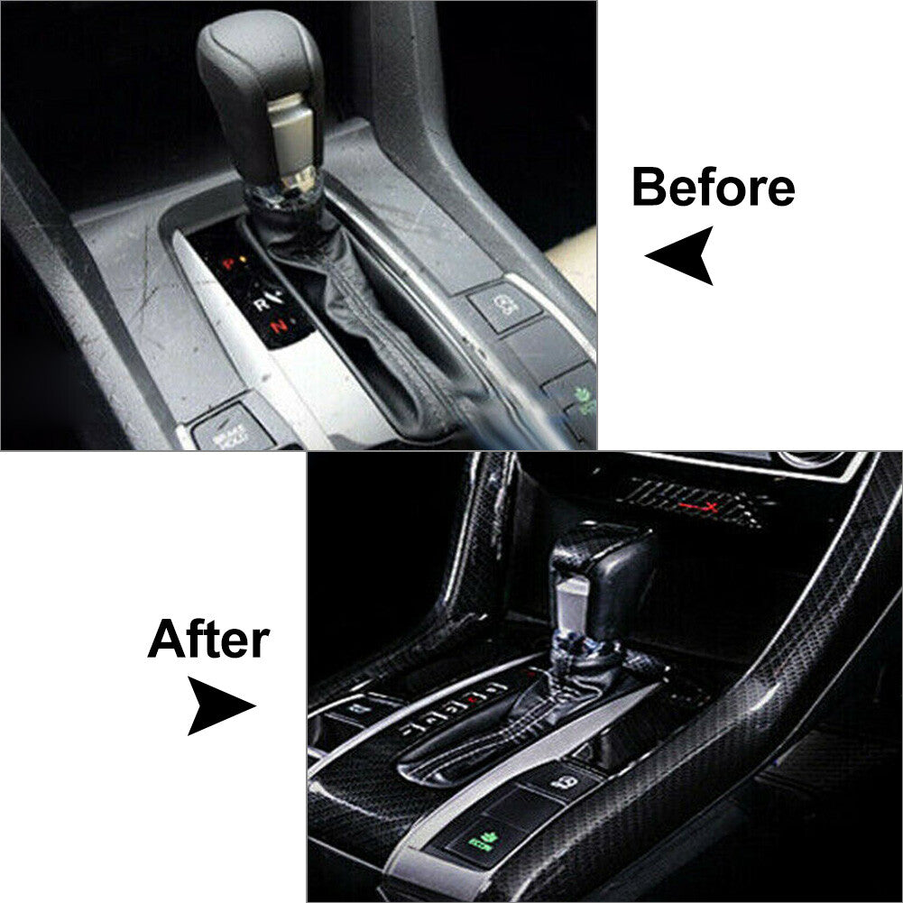Gear Shift Panel Stripe Cover Trim for Honda for Civic 10th 2016-2018 Carbon Fiber