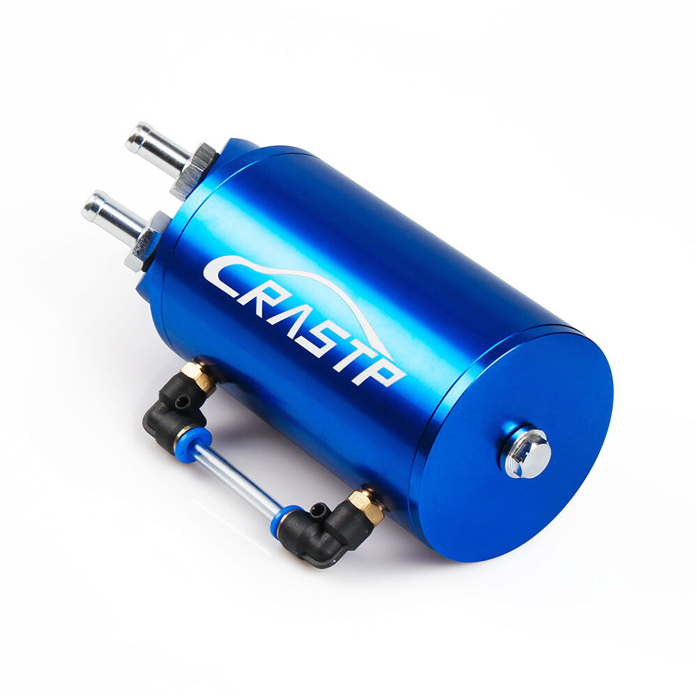 Aluminum Blue Round Car Engine Oil Catch Tank Can Reservoir Breather Kit