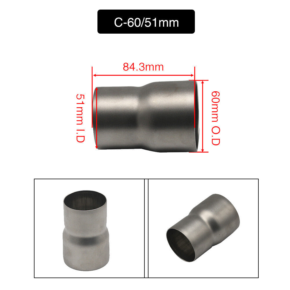 Motorcycle Exhaust Pipe Reducer 60mm to 51mm Adapter Connector Stainless Steel