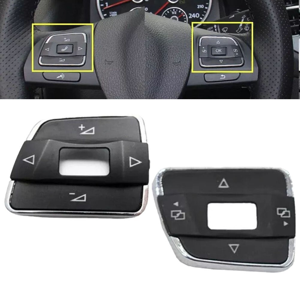 2x Multifunction Steering Wheel Volume Switch Button Trim Cover for Passat B7