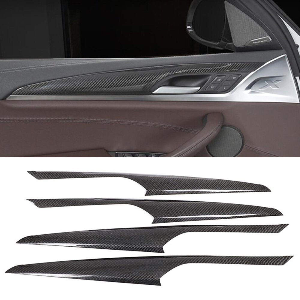 Real Carbon Fiber Interior Door Panel Decor Trim for BMW X3 G01 X4 G02 2018-2022