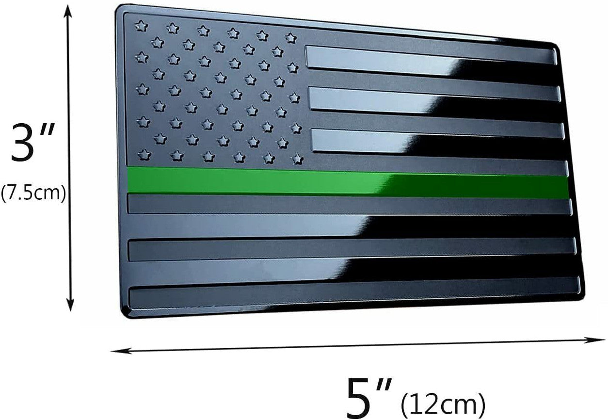 2-Piece Car Side Fender Rear Trunk Badge Stickers American Flag Black and Green for GMC