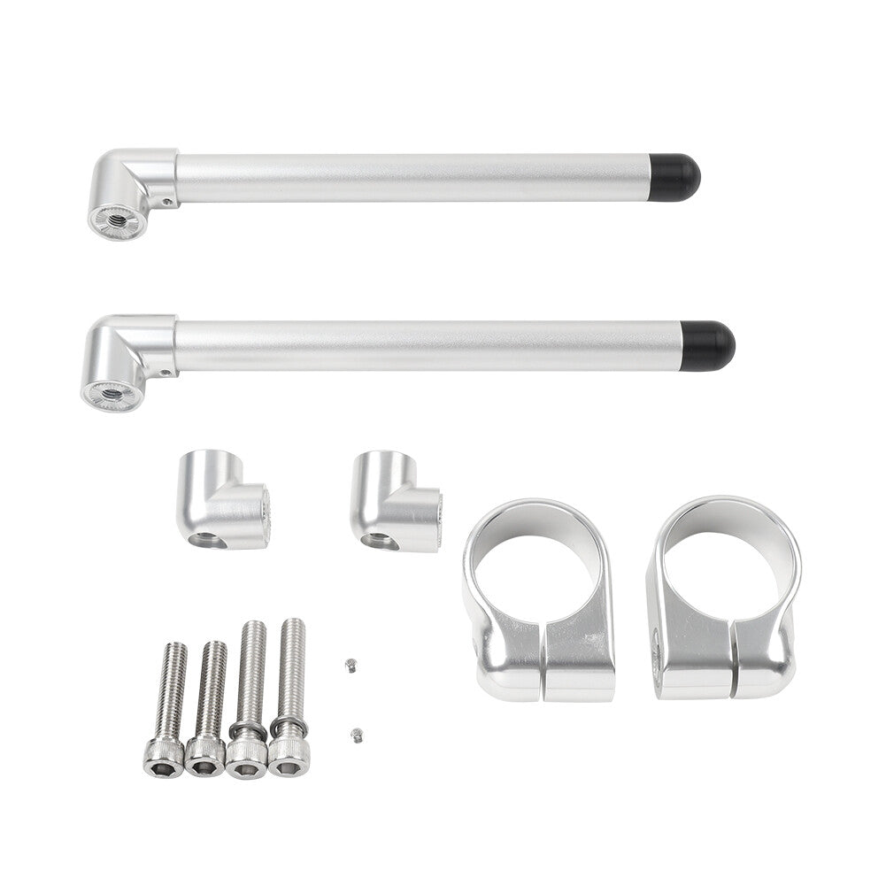 Silver Cafe Racer Bars 7/8 Universal Clip-On Handlebar Fork Tube 51MM