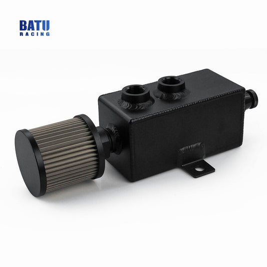 Universal 1L Oil Catch Can Reservoir Tank Breather Filter Baffled 10AN Fitting