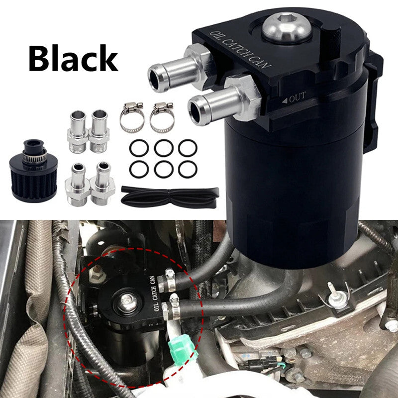 Car Oil Separator Catch Can with Breather Filter Dipstick Hole Breathable Tank