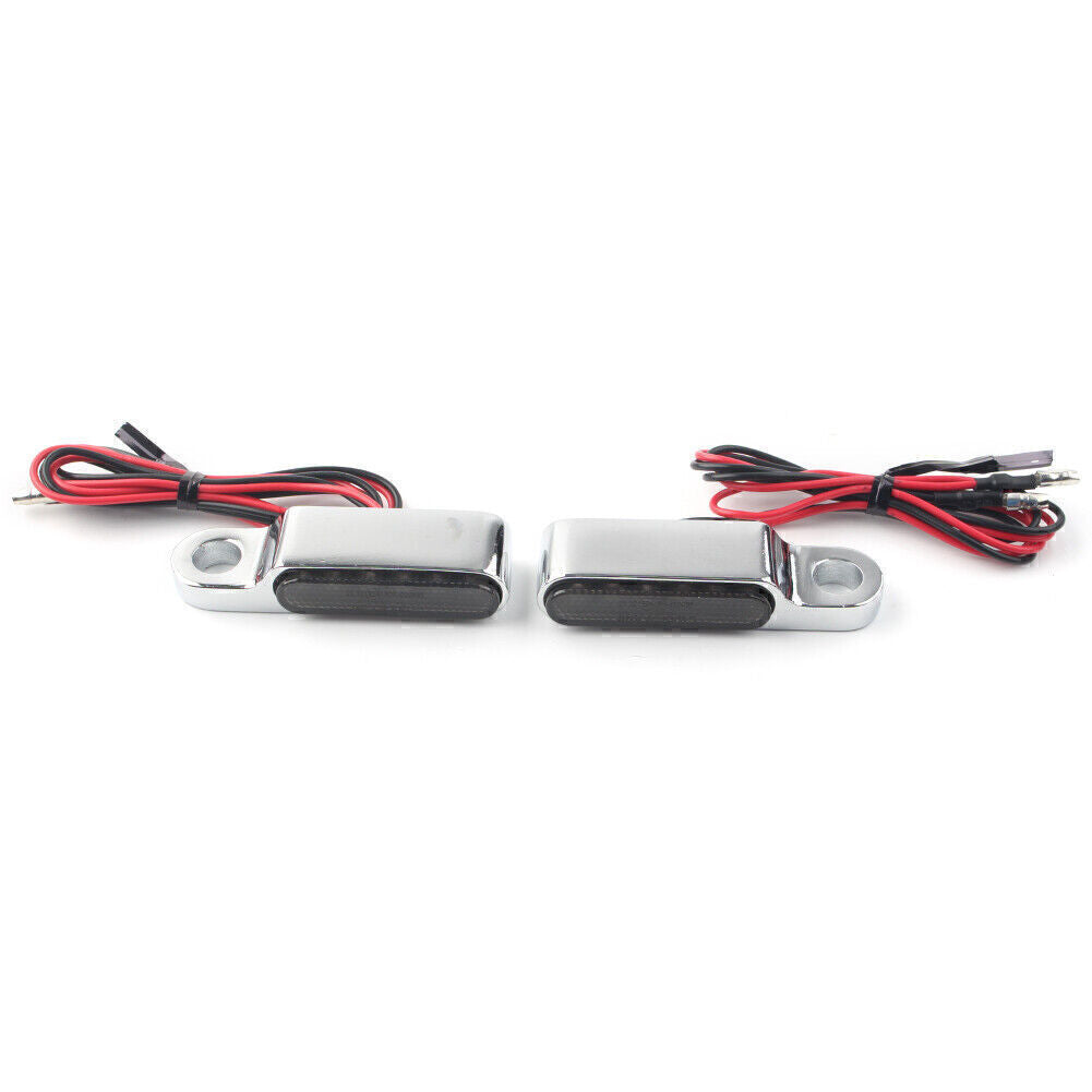 2PCS for Mini LED Motorcycle Turn Signal Light Brake Clutch Lever Flashers Silver
