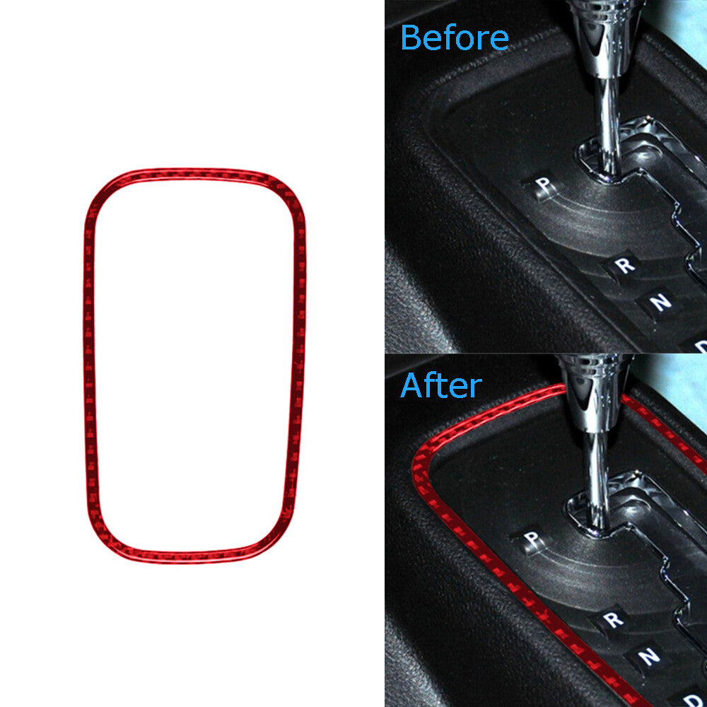 Red Carbon Fiber Automatic Gear Shift Surround Cover for Jeep for Wrangler JK 11-17