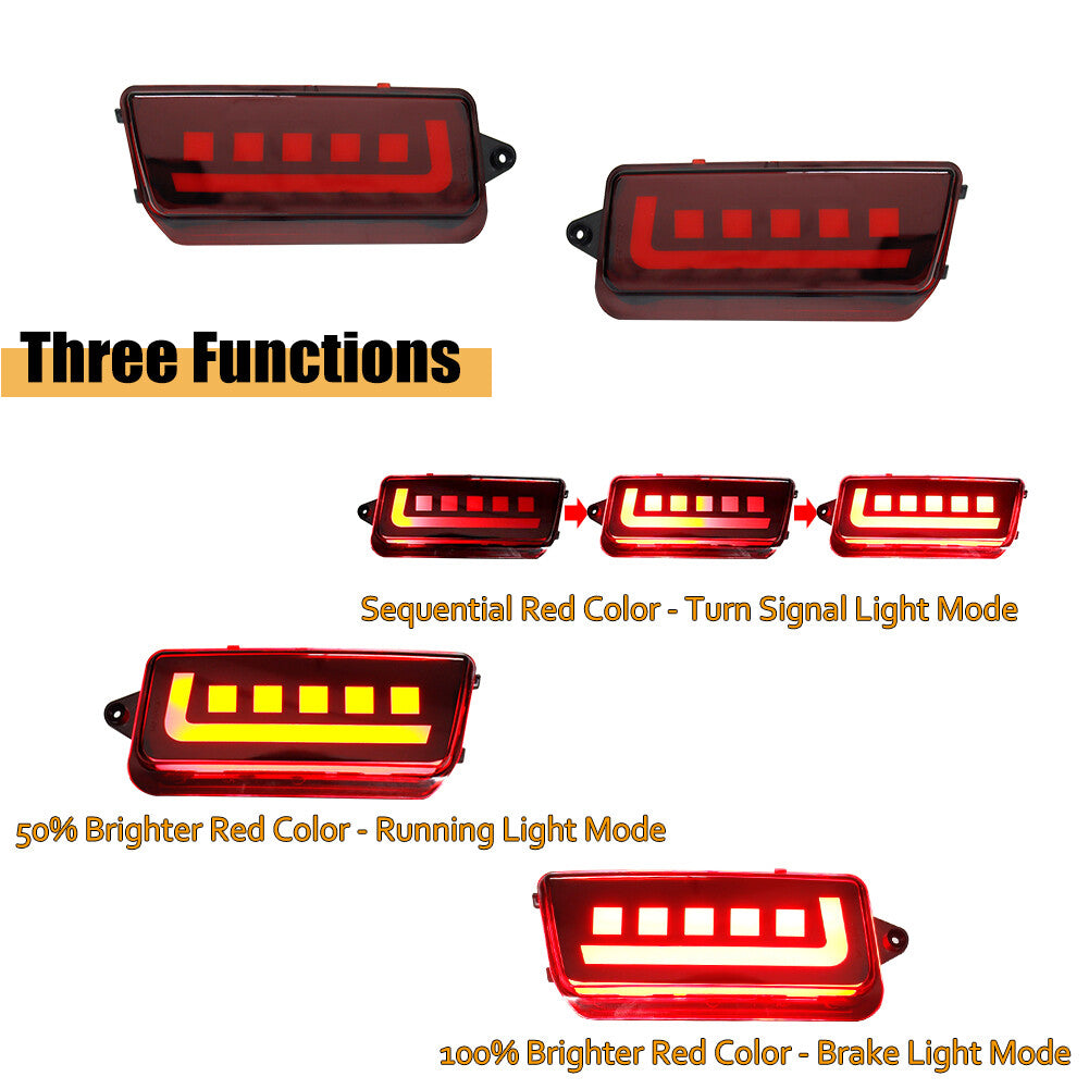 Red Lens LED Bumper Reflector Rear Light Kit for 2005-2010 for Jeep Grand Cherokee